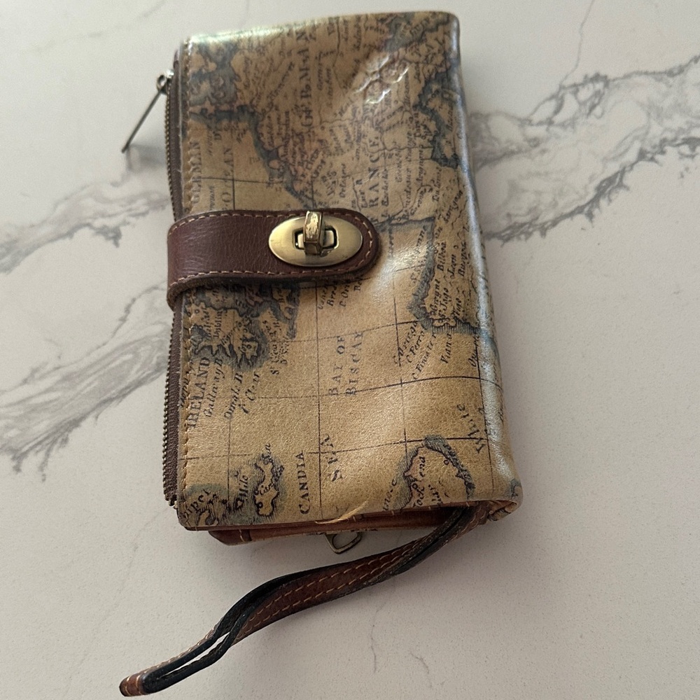 Patricia Nash Tan and Brown Map Print Wallet